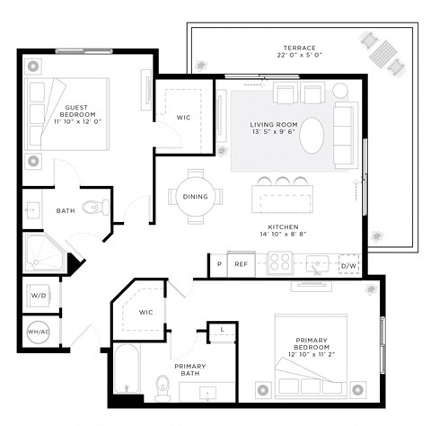 2 Bedroom 0 Bath 1,012 Sq.Ft. B3 Floor Plan at Mayla Pompano, Pompano Beach, 33062